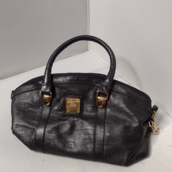 Vintage HCL Leather Goods Black Signature Leather Satchel Bag Purse A9 - Picture 1 of 11